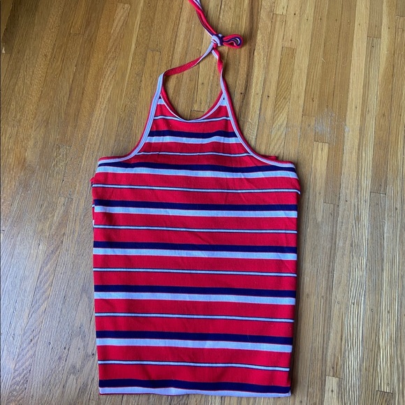 Striped halter beach cover up dress - Picture 1 of 2